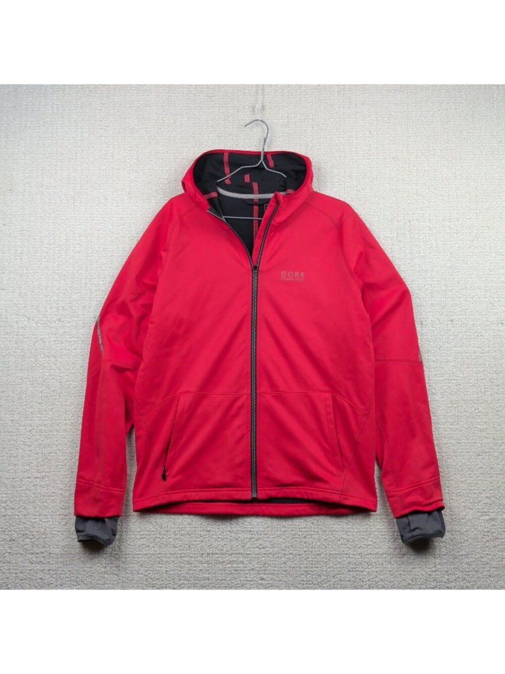 Gore Running Wear Windstopper Soft Shell Jacket Men Sz L Red Gorpcore Full Zip